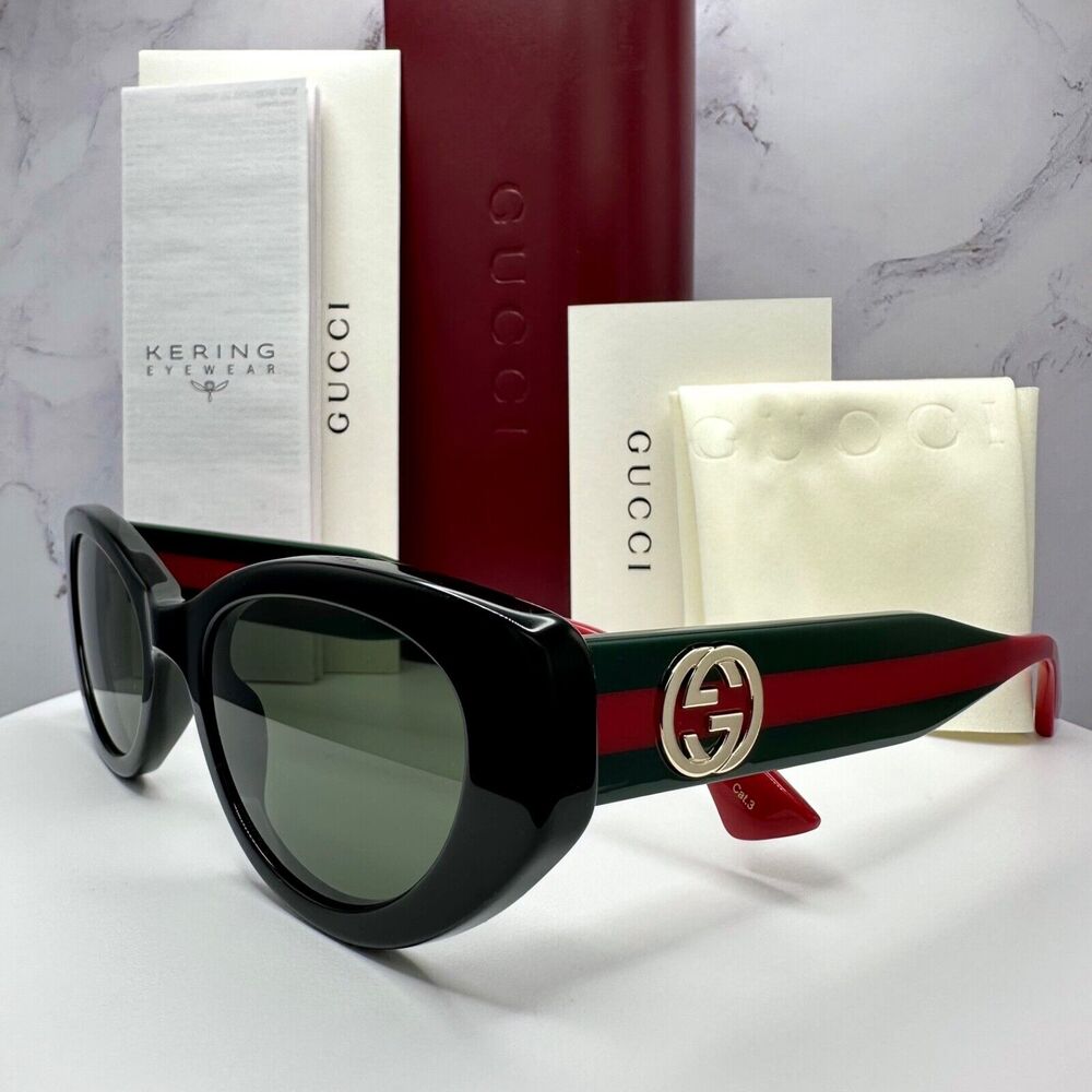 STYLISH GUCCI Sunglasses Black Gold Newest Collection GG1862S Metal Logo Cat Eye - Picture 2 of 16